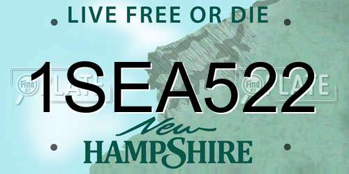 1SEA522 New Hampshire License Plate