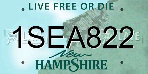 1SEA822 New Hampshire License Plate