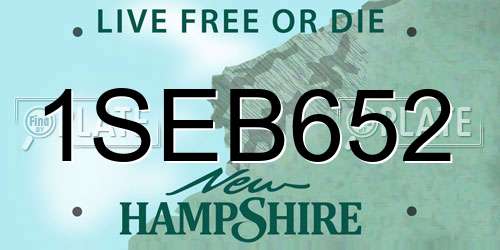 1SEB652 New Hampshire License Plate