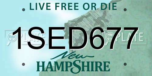 1SED677 New Hampshire License Plate