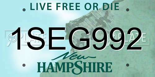 1SEG992 New Hampshire License Plate