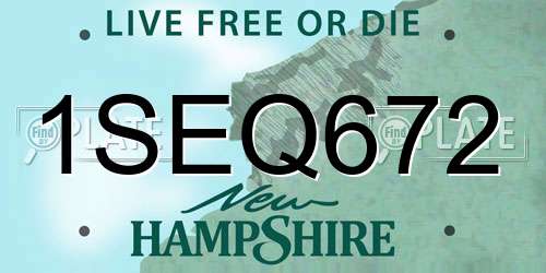 1SEQ672 New Hampshire License Plate