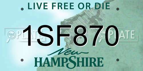 1SF870 New Hampshire License Plate