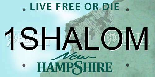 1SHALOM New Hampshire License Plate