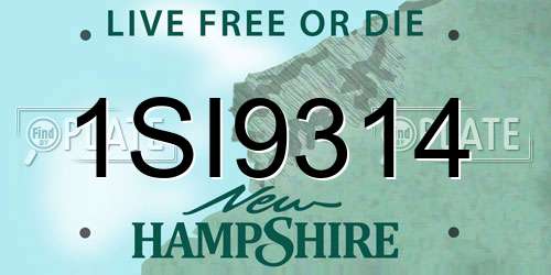 1SI9314 New Hampshire License Plate