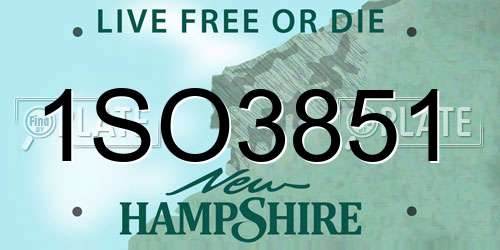 1SO3851 New Hampshire License Plate