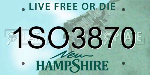 1SO3870 New Hampshire License Plate