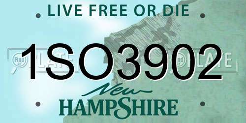 1SO3902 New Hampshire License Plate