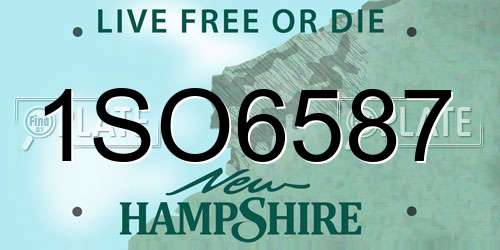 1SO6587 New Hampshire License Plate