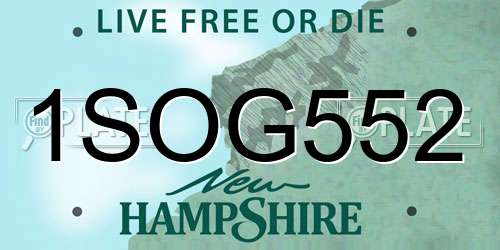 1SOG552 New Hampshire License Plate