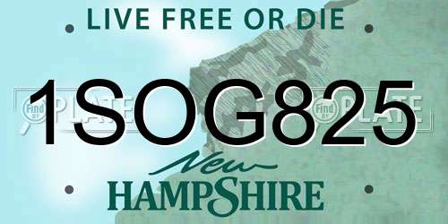 1SOG825 New Hampshire License Plate