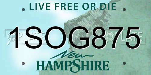 1SOG875 New Hampshire License Plate
