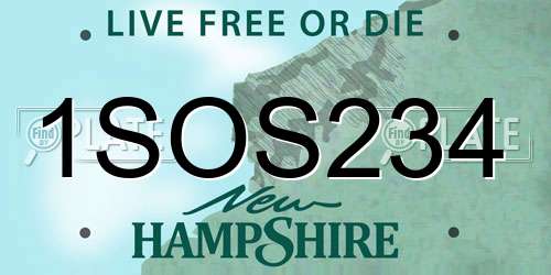 1SOS234 New Hampshire License Plate