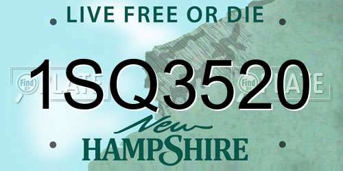 1SQ3520 New Hampshire License Plate