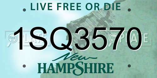 1SQ3570 New Hampshire License Plate