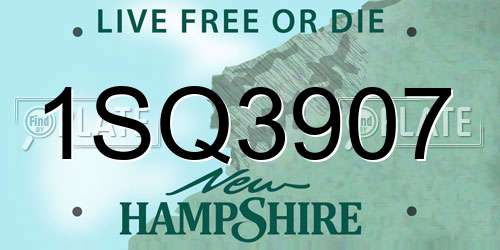 1SQ3907 New Hampshire License Plate