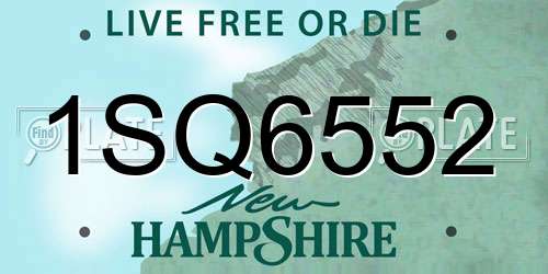 1SQ6552 New Hampshire License Plate