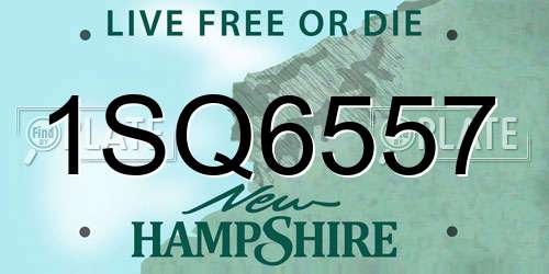 1SQ6557 New Hampshire License Plate