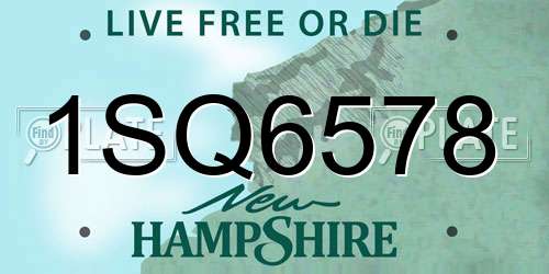 1SQ6578 New Hampshire License Plate