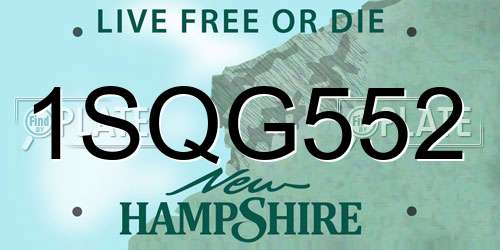 1SQG552 New Hampshire License Plate