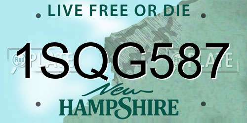 1SQG587 New Hampshire License Plate