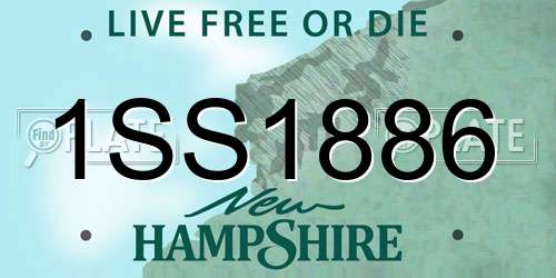 1SS1886 New Hampshire License Plate