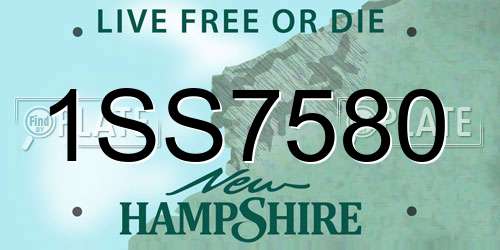 1SS7580 New Hampshire License Plate