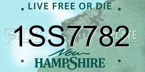 1SS7782 New Hampshire License Plate