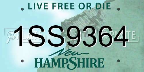 1SS9364 New Hampshire License Plate