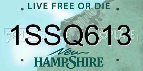 1SSQ613 New Hampshire License Plate