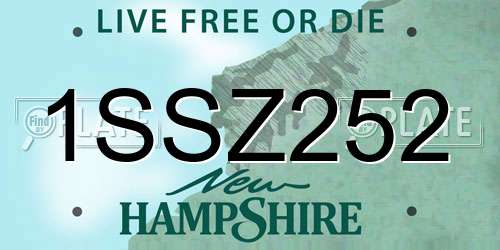 1SSZ252 New Hampshire License Plate