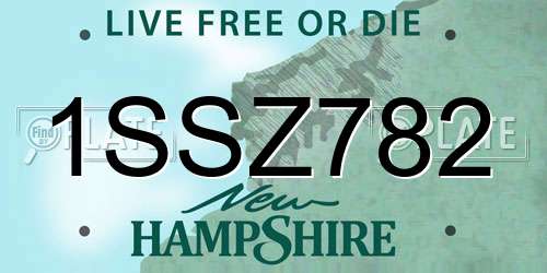 1SSZ782 New Hampshire License Plate
