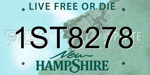 1ST8278 New Hampshire License Plate