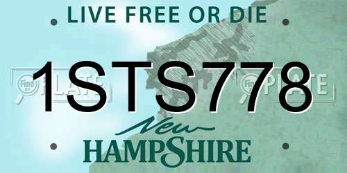 1STS778 New Hampshire License Plate