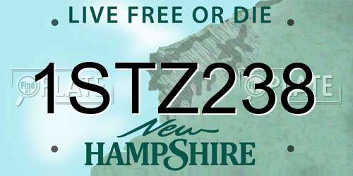 1STZ238 New Hampshire License Plate