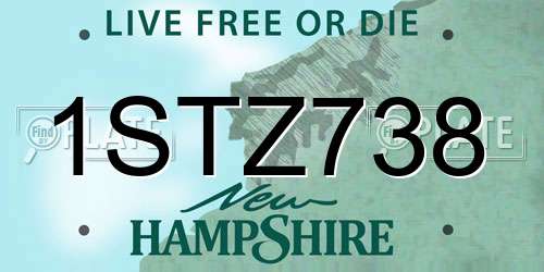 1STZ738 New Hampshire License Plate