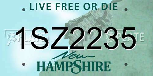 1SZ2235 New Hampshire License Plate