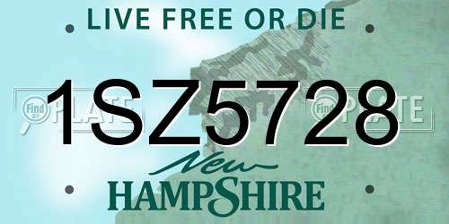 1SZ5728 New Hampshire License Plate