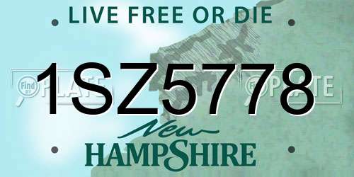 1SZ5778 New Hampshire License Plate