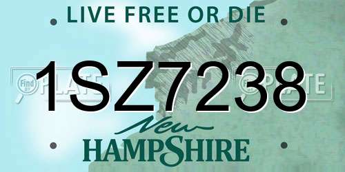 1SZ7238 New Hampshire License Plate