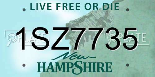 1SZ7735 New Hampshire License Plate