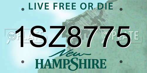 1SZ8775 New Hampshire License Plate