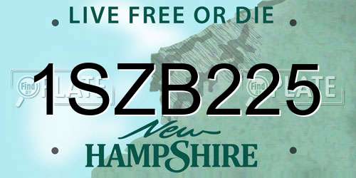 1SZB225 New Hampshire License Plate