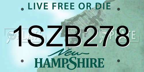 1SZB278 New Hampshire License Plate