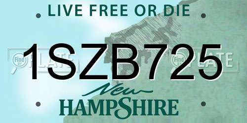 1SZB725 New Hampshire License Plate