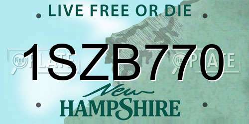 1SZB770 New Hampshire License Plate