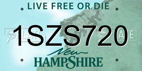 1SZS720 New Hampshire License Plate