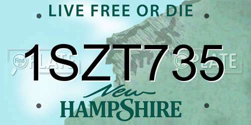 1SZT735 New Hampshire License Plate