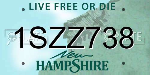 1SZZ738 New Hampshire License Plate