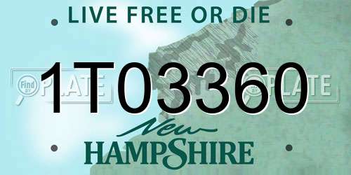 1T03360 New Hampshire License Plate